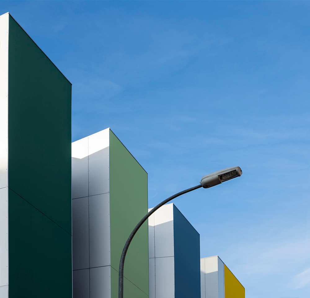 Colorful City Geometry by Carlos Pardo — canvas wall art