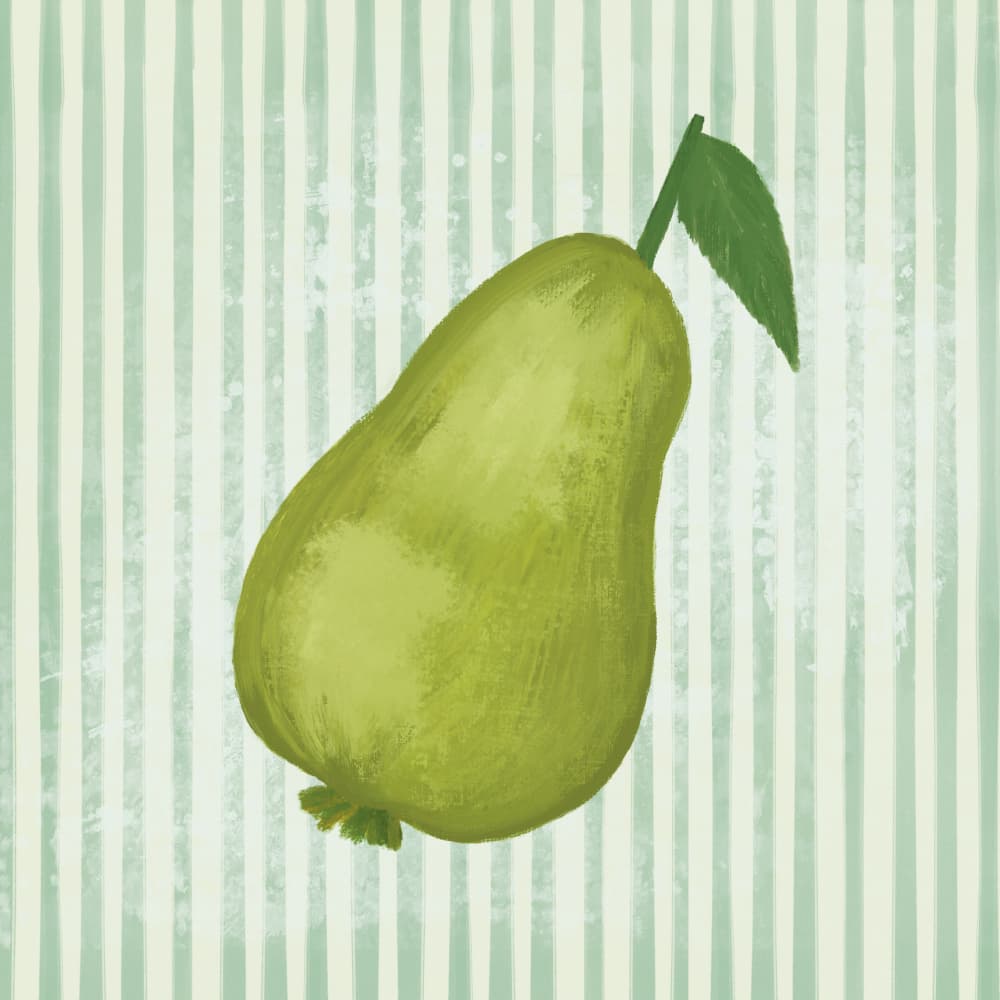 Green Pear Stripes by Aliya Putrus — canvas wall art