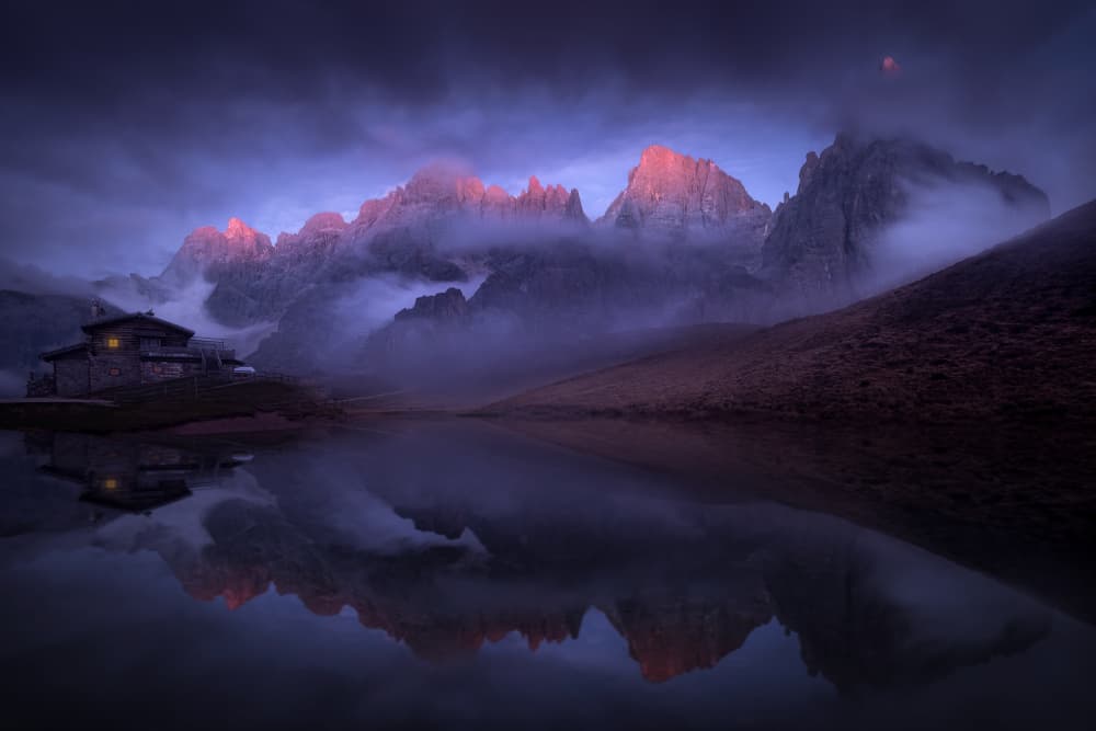Pink Peaks Twilight Reflection by David Ilkovic EP AFIAP — canvas wall art