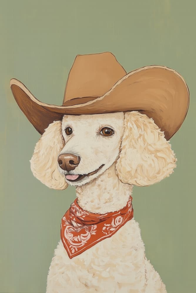 Cowboy Poodle by Melloi Art Prints — canvas wall art