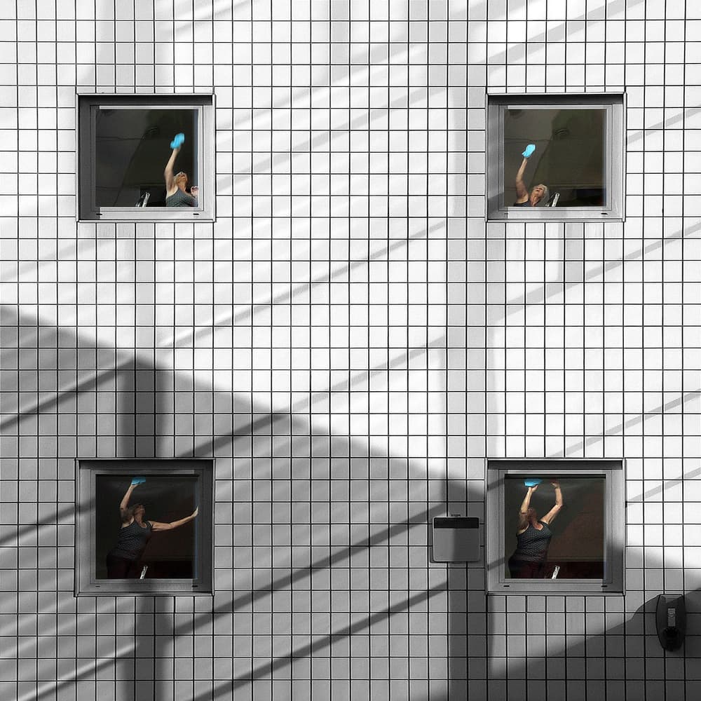 Window Workout Women by Huib Limberg — canvas wall art