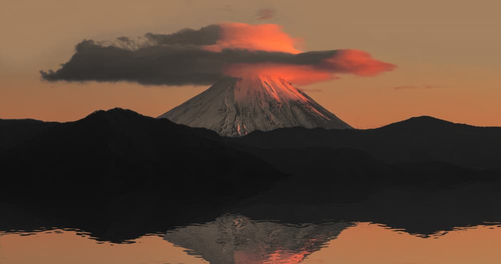 Mount Fuji Sunset Reflection by cvv — canvas wall art