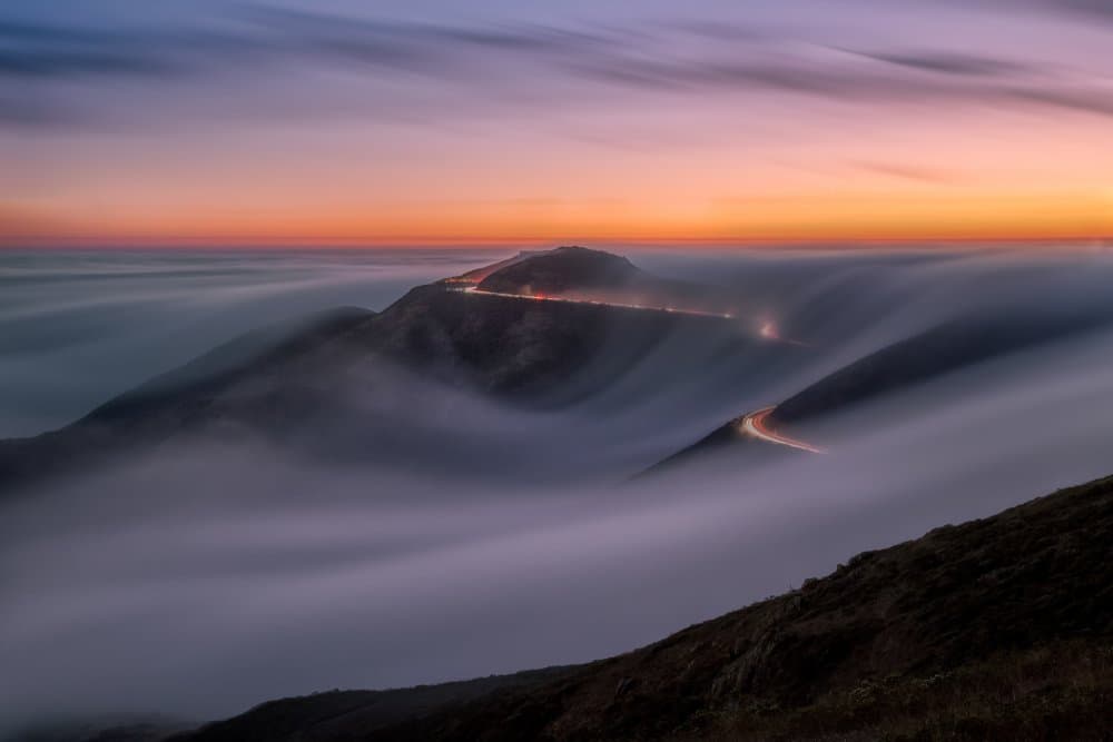 Winding Mountain Fog Trails by Bill Wang — canvas wall art