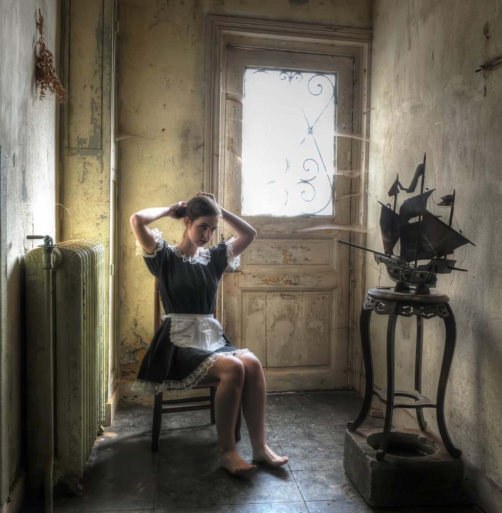 Vintage Maid Portrait by Monika Vanhercke — canvas wall art