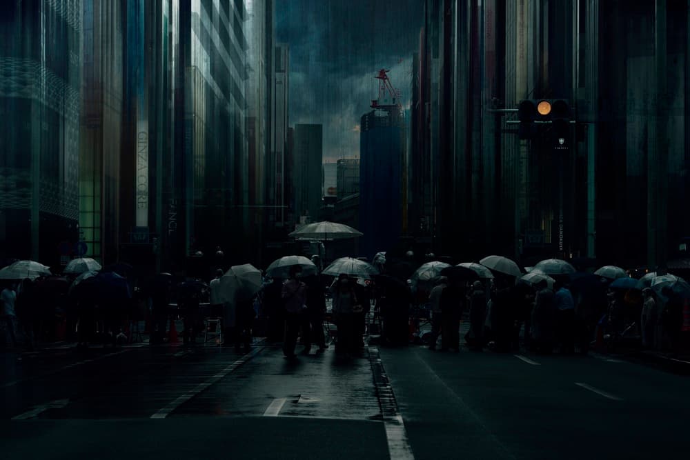 Rainy City Crossing by Yasuhiro Takachi — canvas wall art