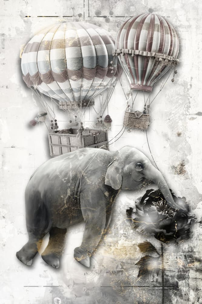 Whimsical Elephant Balloons by Rafal Kulik — canvas wall art