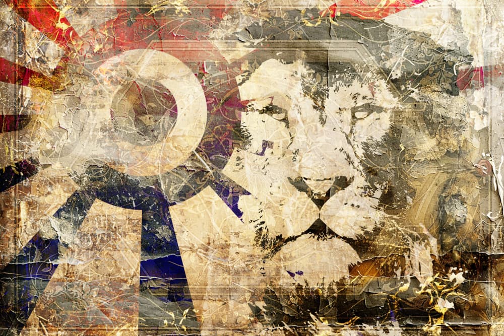 Regal Grunge Lion by Rafal Kulik — canvas wall art