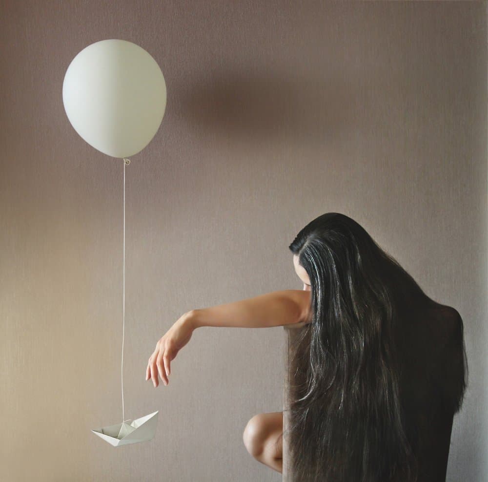 Woman and Paper Boat by Maryam sadat Ahmadi — canvas wall art