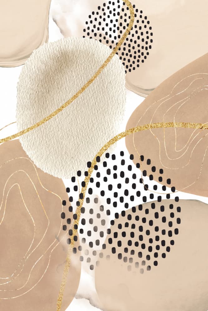 Abstract Shapes Gold Dots by Sally Ann Moss — canvas wall art