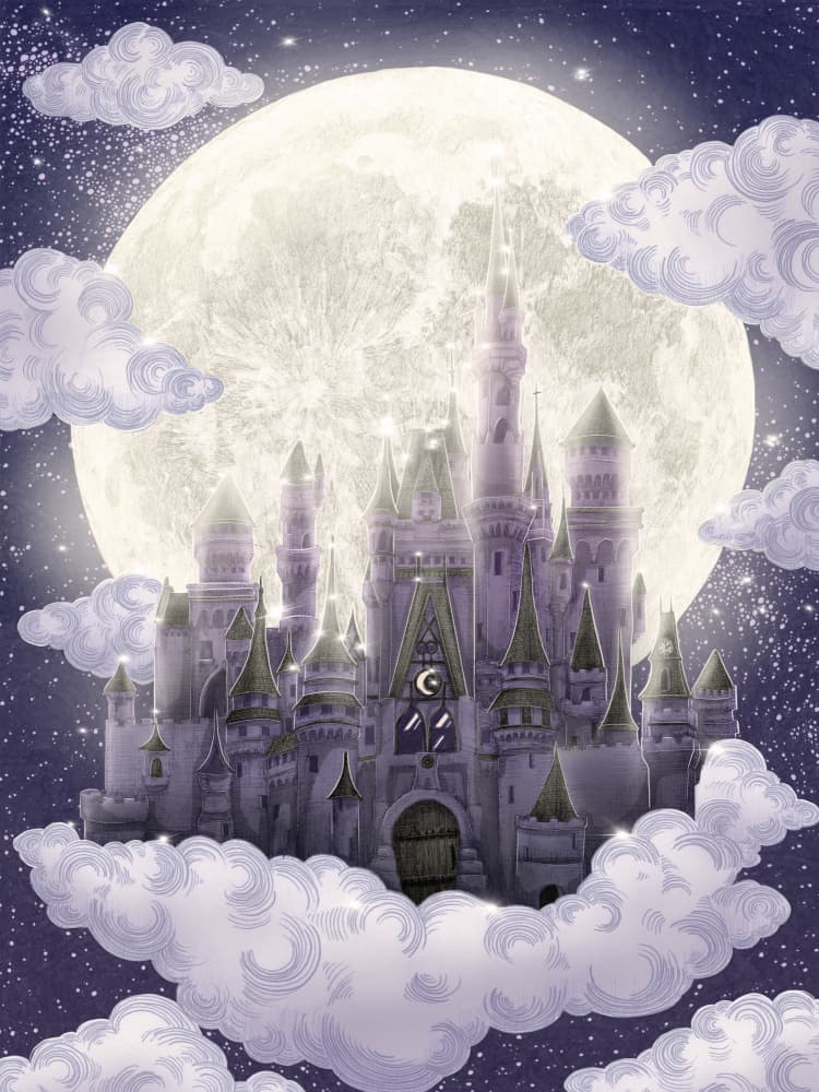 Moonlit Fantasy Castle by EC Mazur — canvas wall art