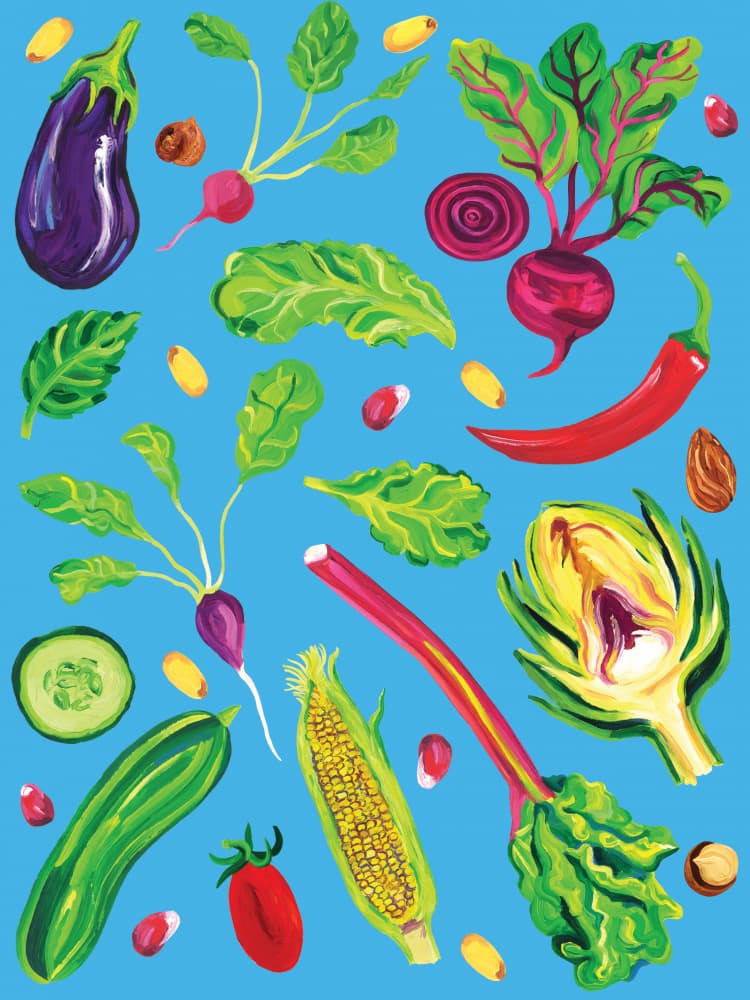 Vibrant Produce Medley by Alice Straker — canvas wall art