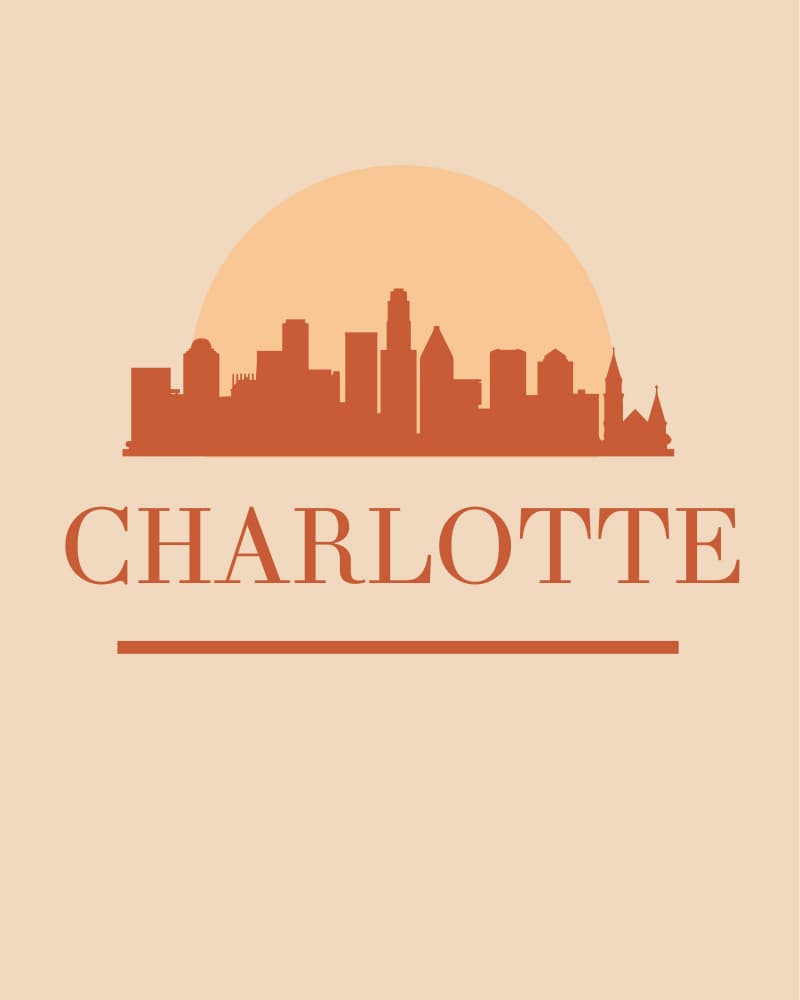 Charlotte Skyline Sunset by Emiliano Deificus — canvas wall art