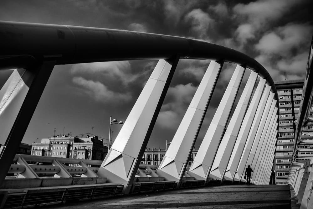 Urban Bridge Lone Walker by Anderson Miranda — canvas wall art