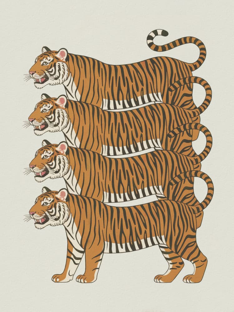 Four Stacked Tigers by Andreas Magnusson — canvas wall art
