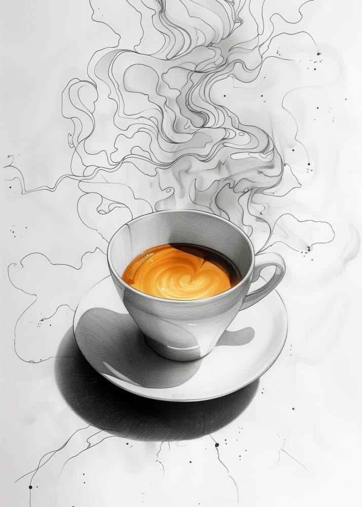 Steaming Coffee Abstract by Justyna Jaszke — canvas wall art