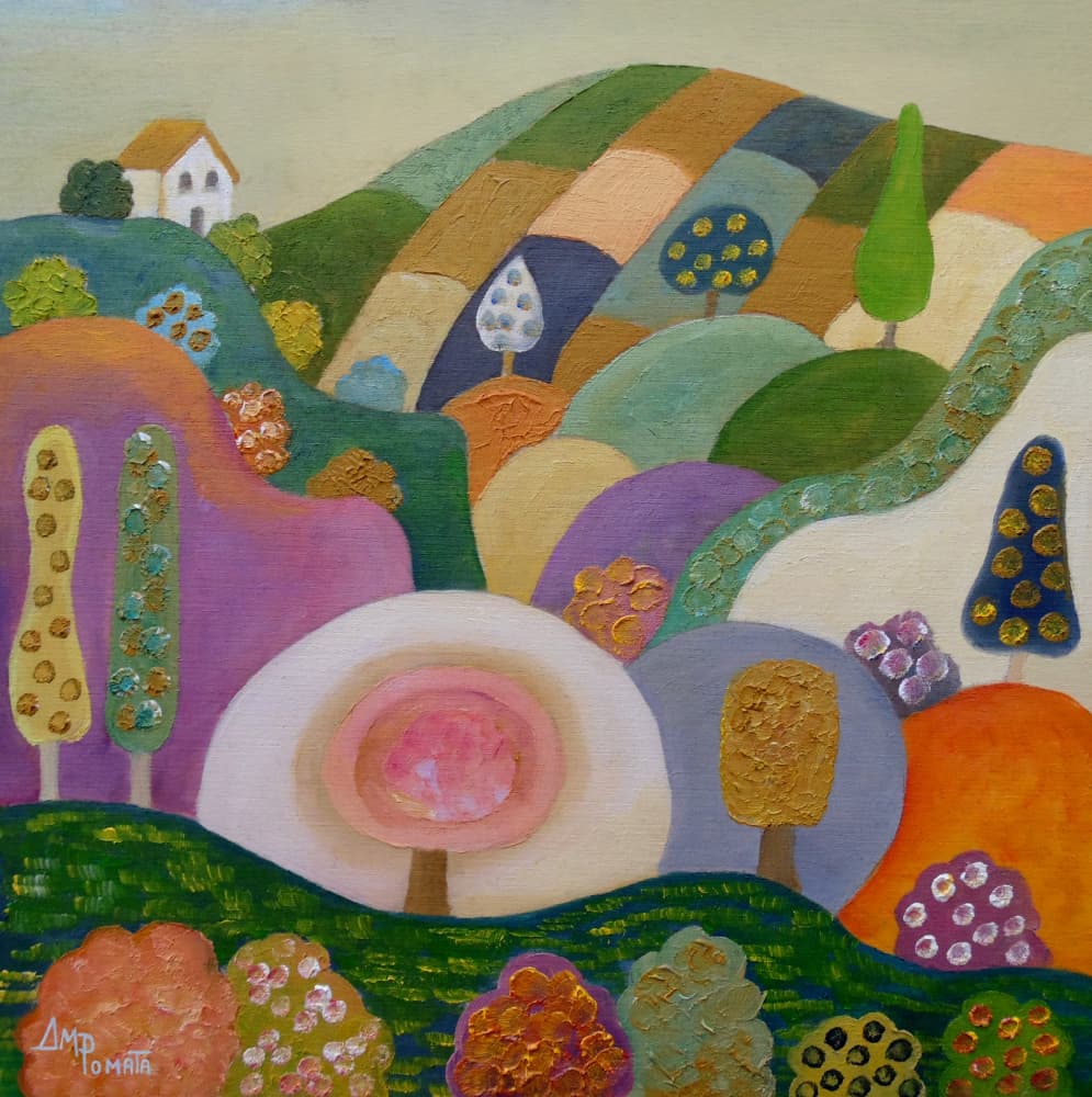 Whimsical Hillside Village by Angeles M. Pomata — canvas wall art