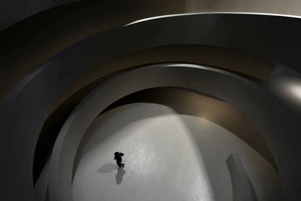 Lone Figure Modern Architecture by Jorge Pimenta — canvas wall art