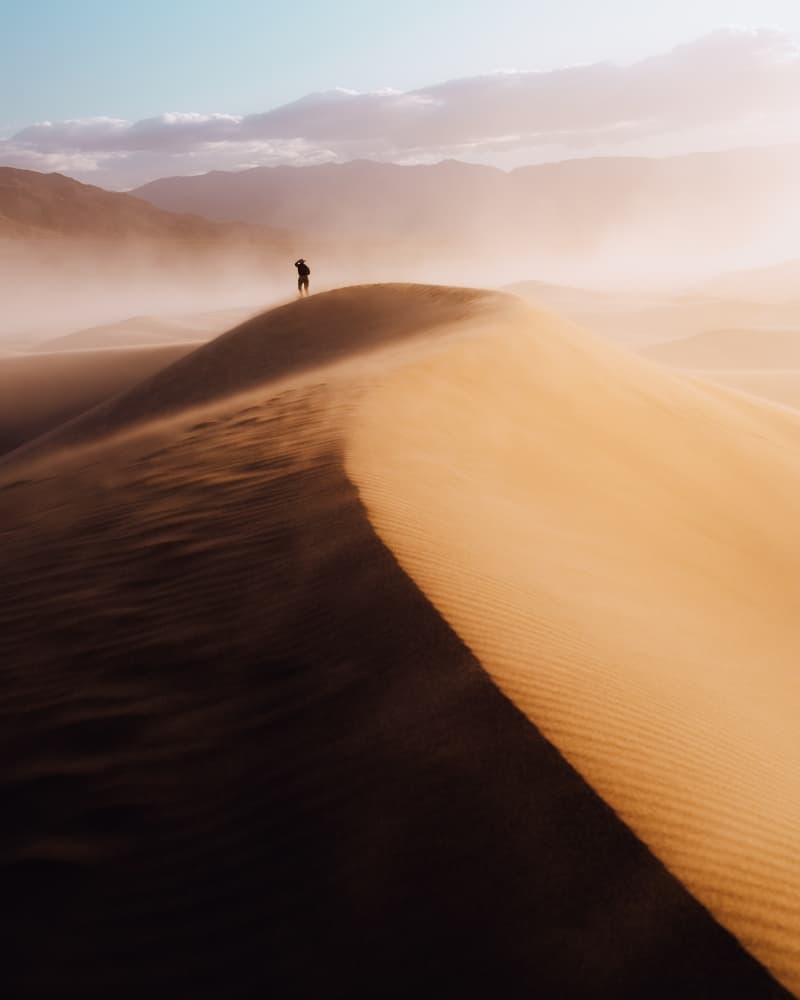 Lone Figure Golden Dune by Witold Ziomek — canvas wall art