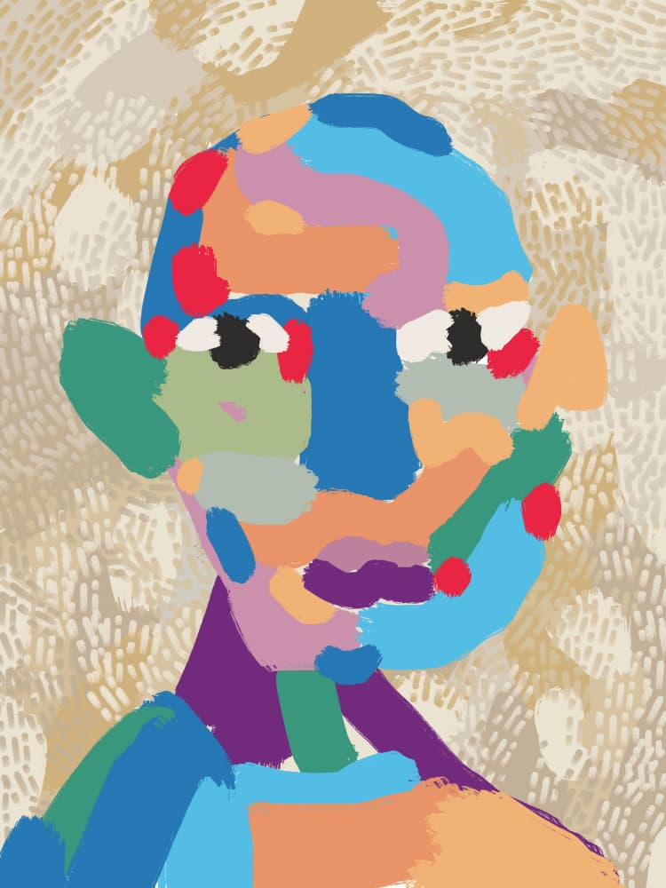 Colorful Abstract Face by Little Dean — canvas wall art