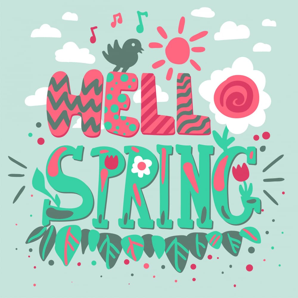 Hello Spring Greeting by Marika Barsrsind — canvas wall art