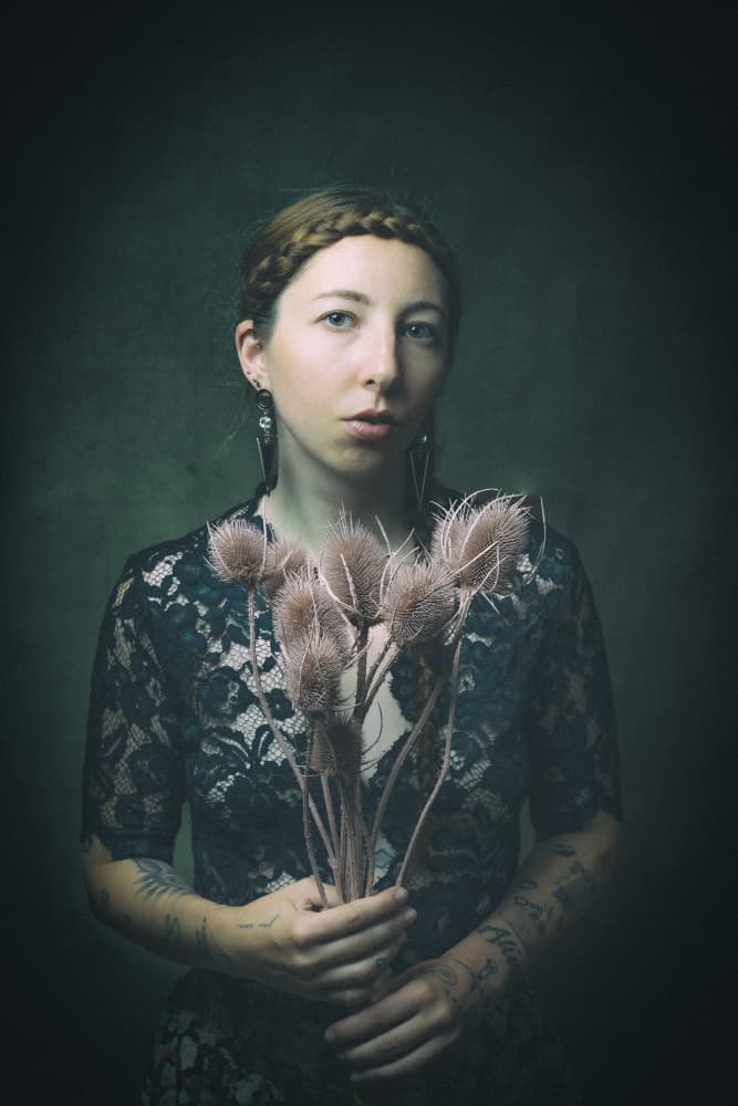 Pensive Woman Thistles by Ruth Franke — canvas wall art