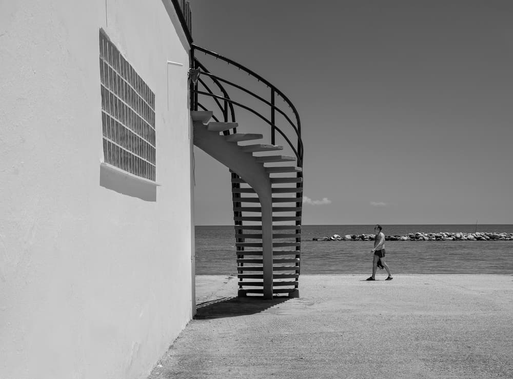 Monochrome Coastal Walk by Petar Boskovski — canvas wall art
