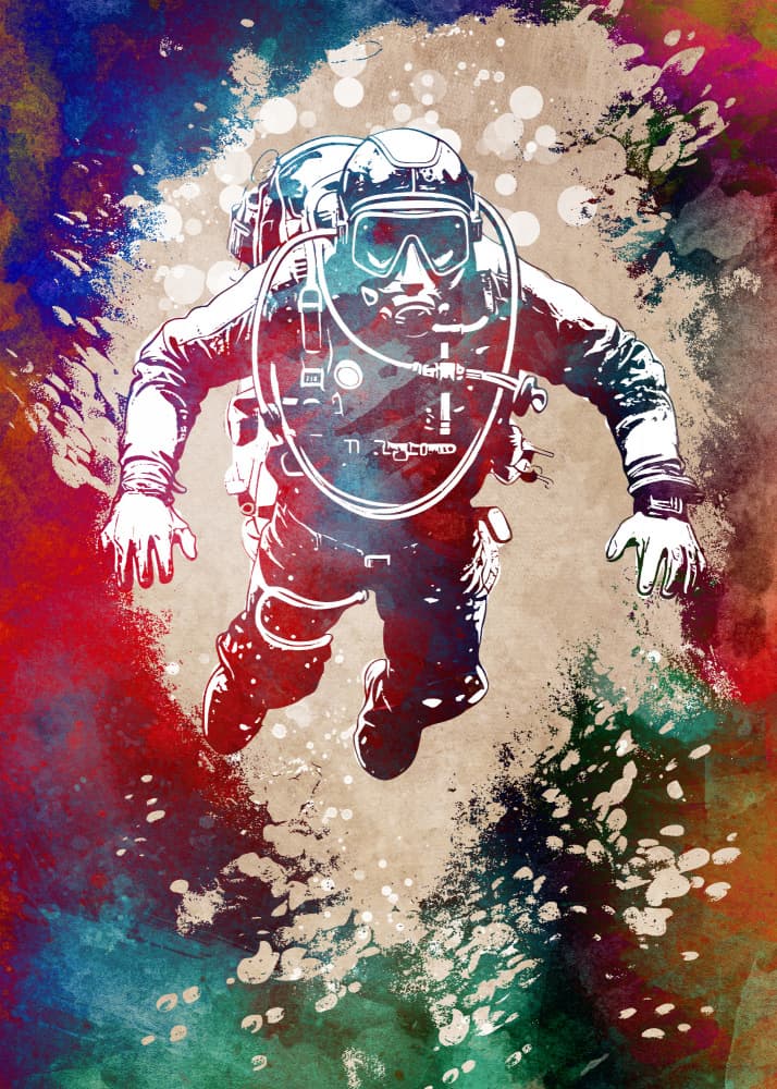 Colorful Scuba Diver by Justyna Jaszke — canvas wall art