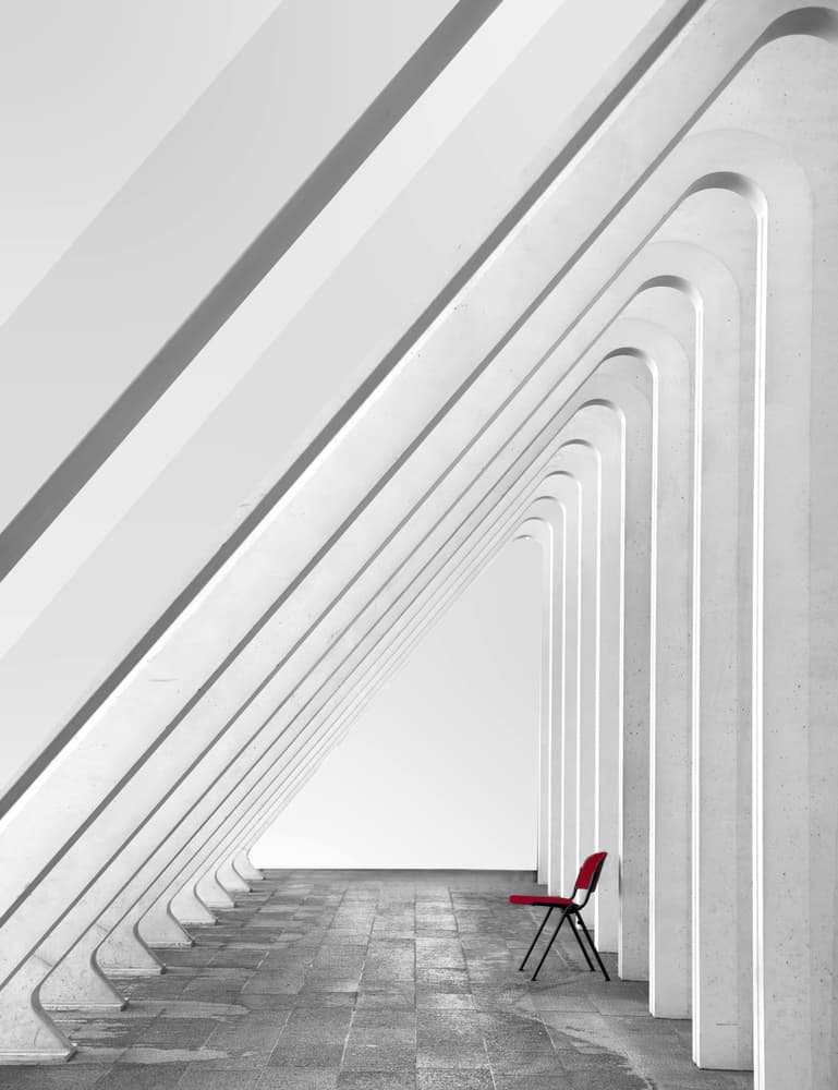 Red Chair Perspective by Yvette Depaepe — canvas wall art