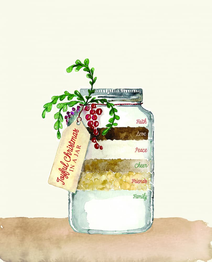 Joyful Christmas Jar by Rosana Laiz Blursbyai — canvas wall art