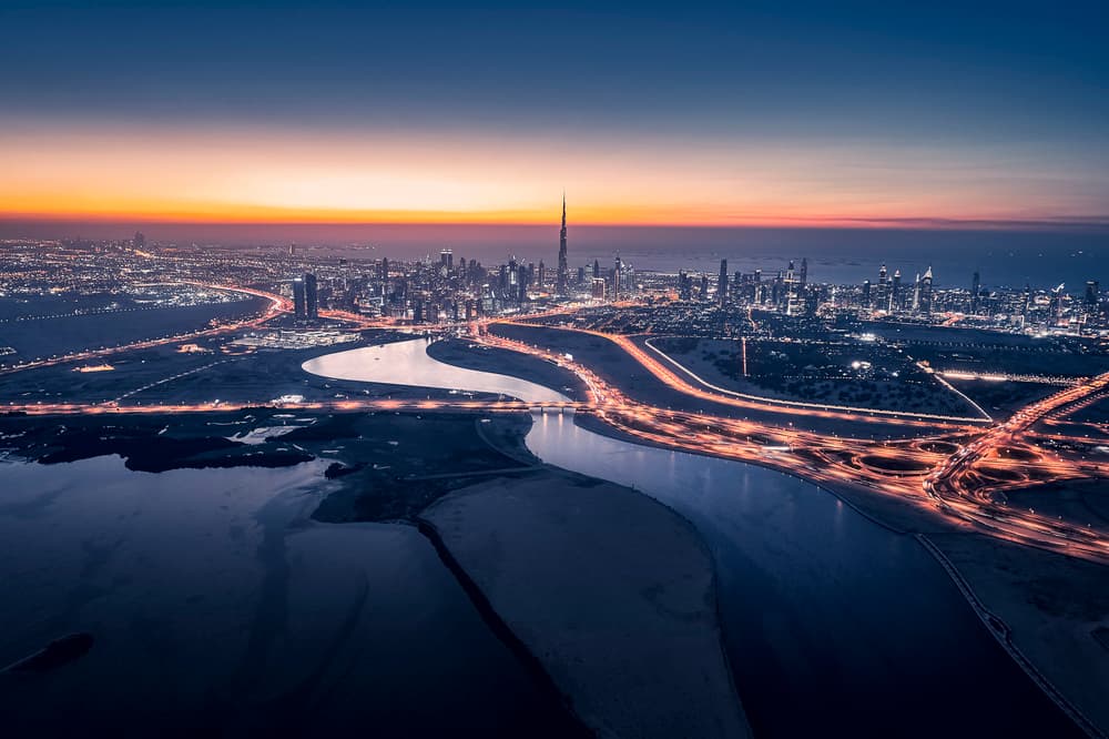 Dubai City Twilight by Vview Chen — canvas wall art