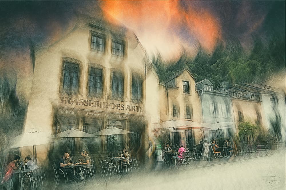 Artistic European Cafe Street by Jan van der Linden — canvas wall art