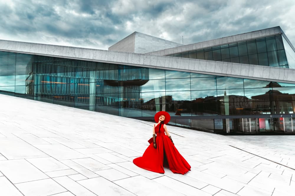 Bold Red Modern Architecture by Ruslan Bolgov — canvas wall art