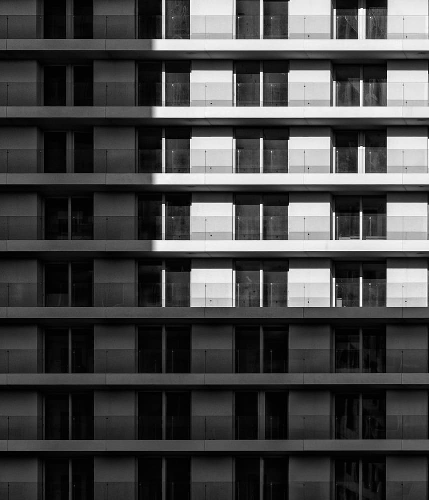 Modern Facade Shadows by Jef Van den Houte — canvas wall art
