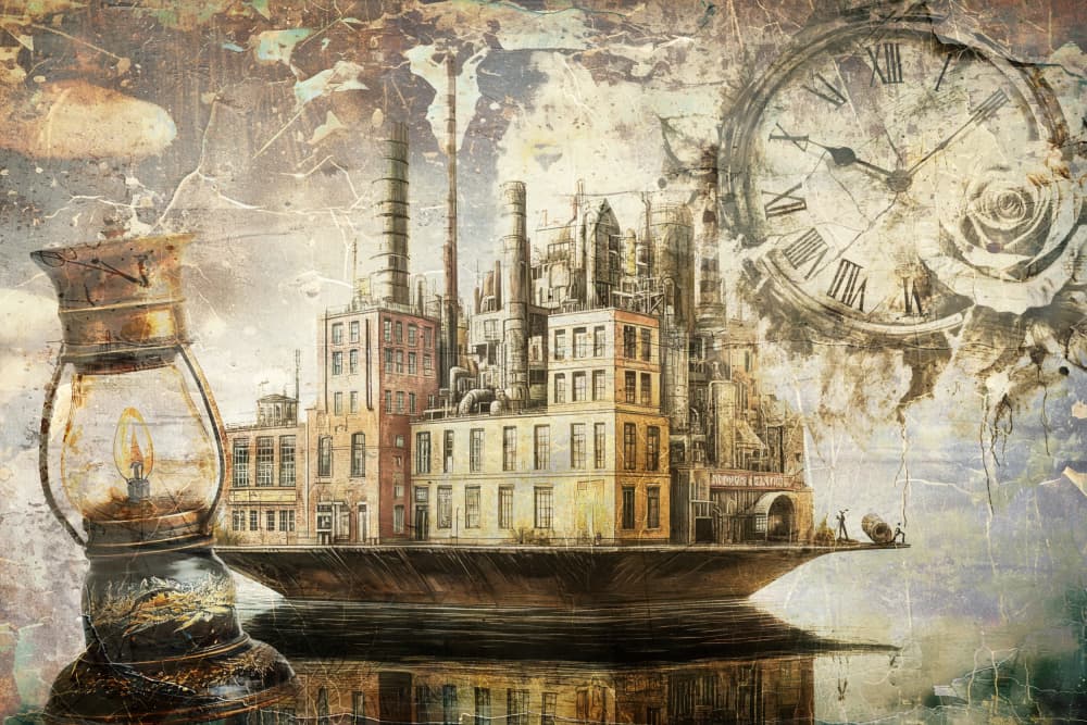 Steampunk City Clock by Rafal Kulik — canvas wall art