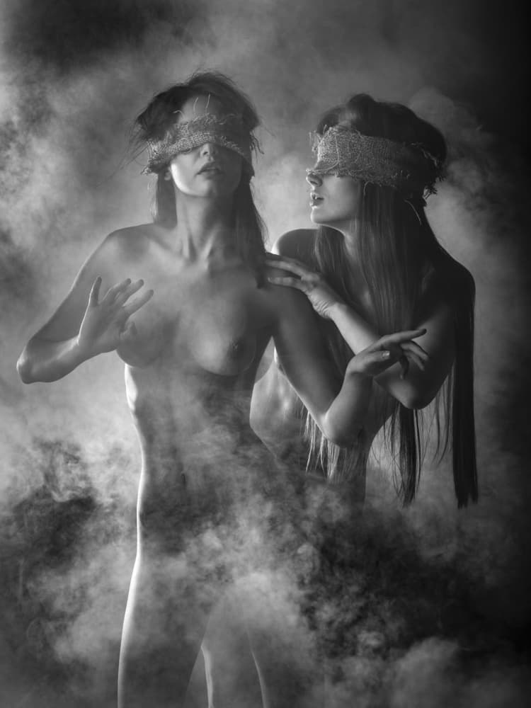 Smoky Blindfolded Women by AURIMAS VALEVICIUS — canvas wall art