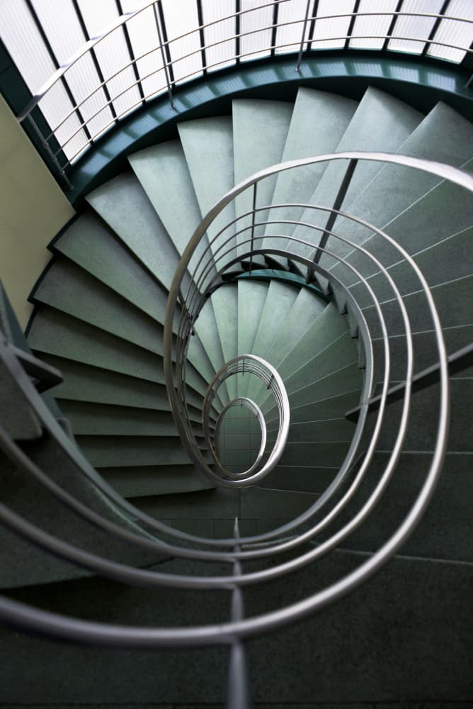 Geometric Spiral Stairs by Jorge Pimenta — canvas wall art