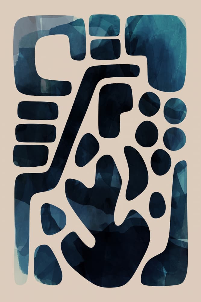 Deep Blue Fluid Shapes by cartissi — canvas wall art