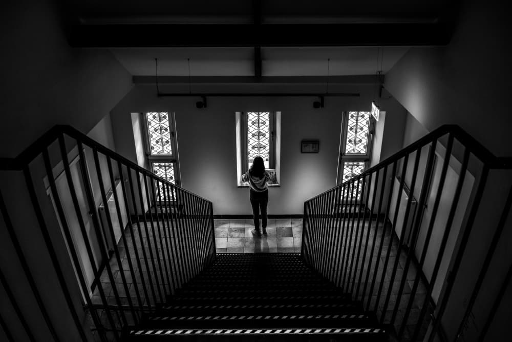 Stairwell Solitude by Gerard Valckx — canvas wall art
