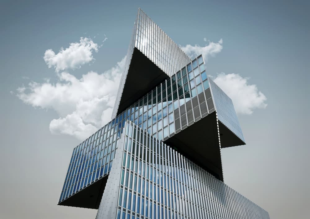 Modern Geometric Building by Renate Reichert — canvas wall art