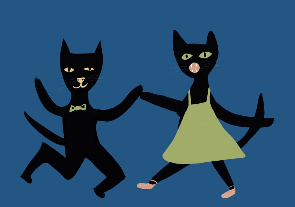 Dancing Black Cats by Sharyn Bursic — canvas wall art