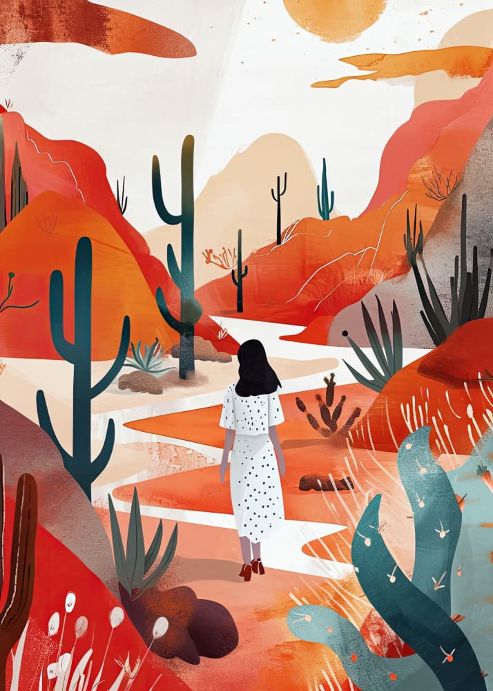 Woman's Desert Journey by Justyna Jaszke — canvas wall art