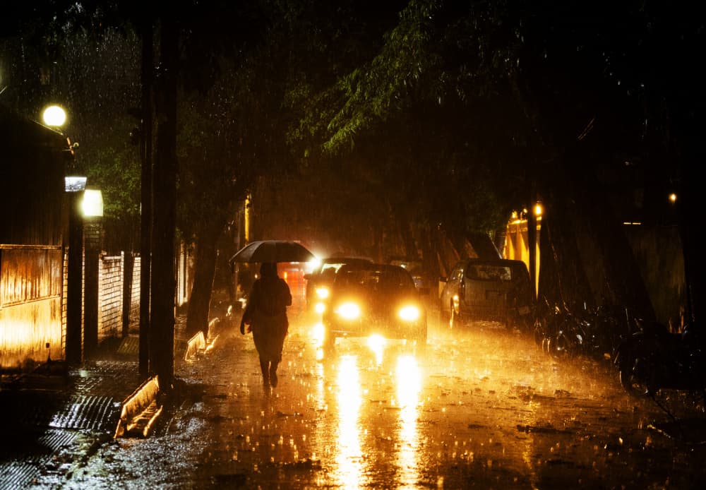 Urban Rain Glow by Md. Arifuzzaman — canvas wall art