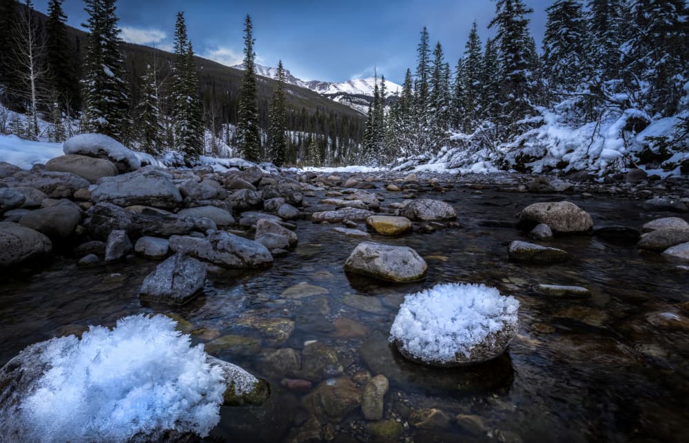 Snowy River Serenity by Alex Lu — canvas wall art