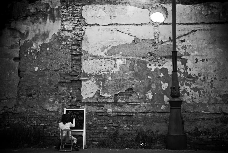 Young Artist Old Wall by Codrin Lupei — canvas wall art