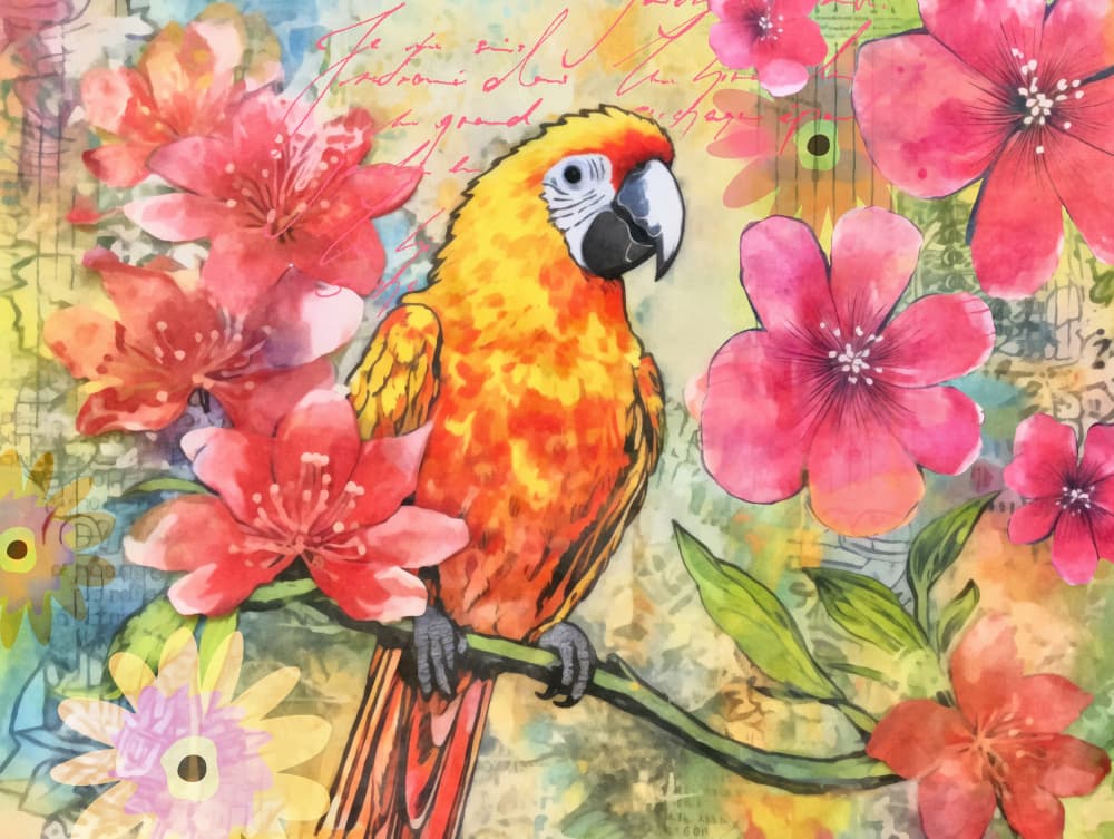 Vibrant Parrot Blossom by Andrea Haase — canvas wall art
