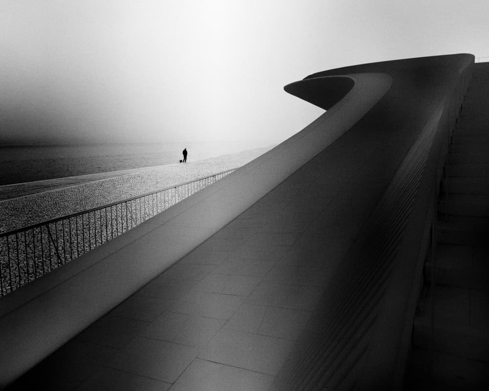 Curved Promenade Solitude by Olavo Azevedo — canvas wall art