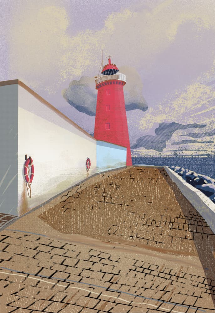 Red Lighthouse Path by Charlotte Trudgett — canvas wall art