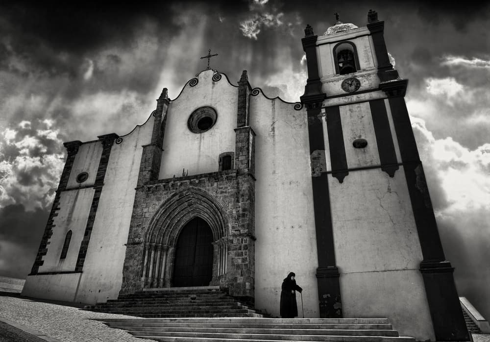 Solitary Monk Old Church by Frank Wijn — canvas wall art