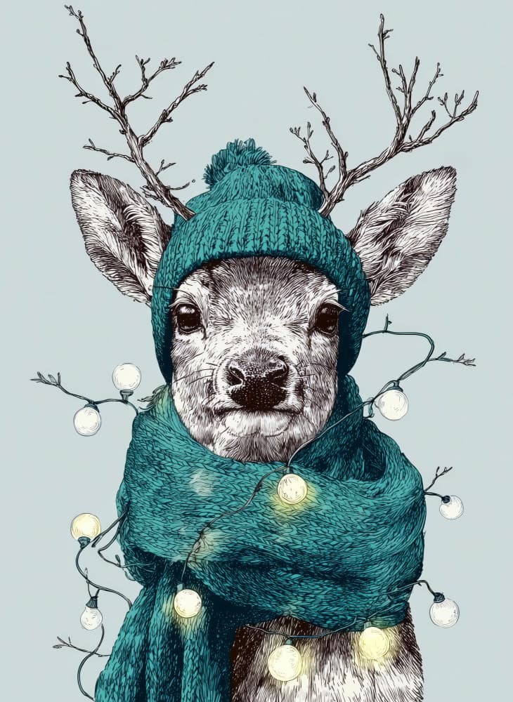Cozy Winter Deer by Justyna Jaszke — canvas wall art