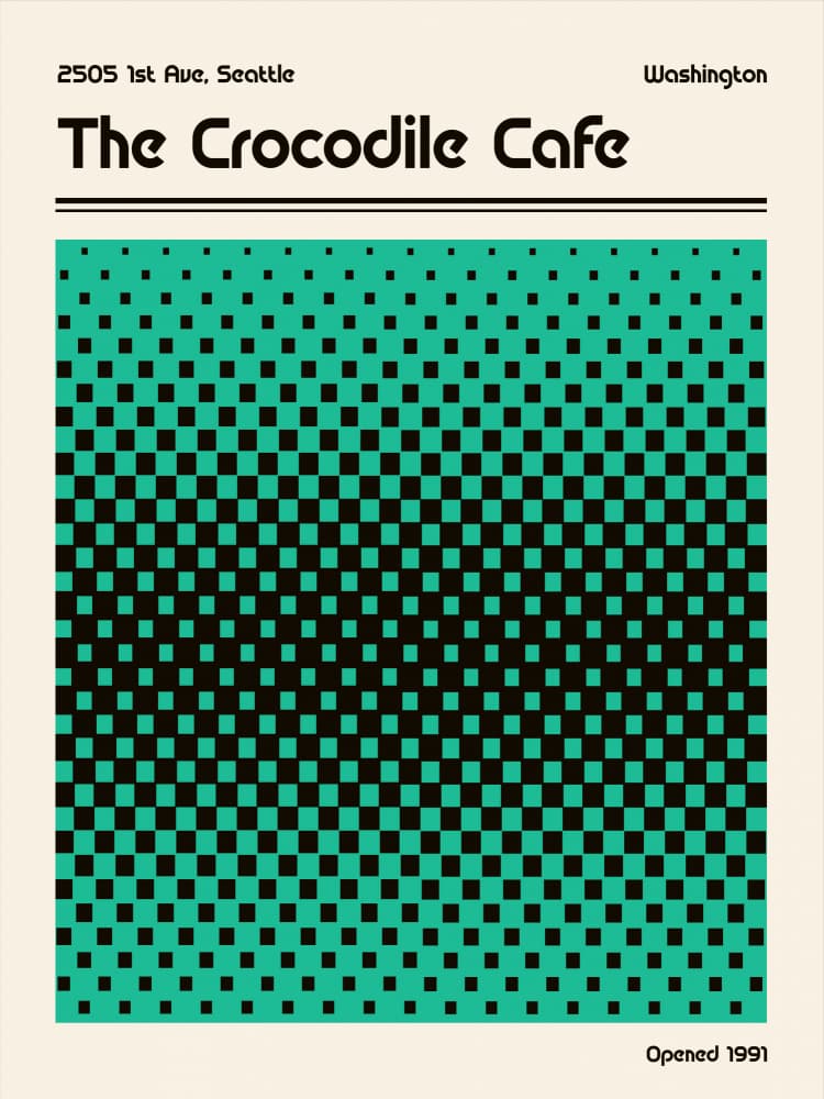 The Crocodile Cafe Seattle by Retrodrome — canvas wall art